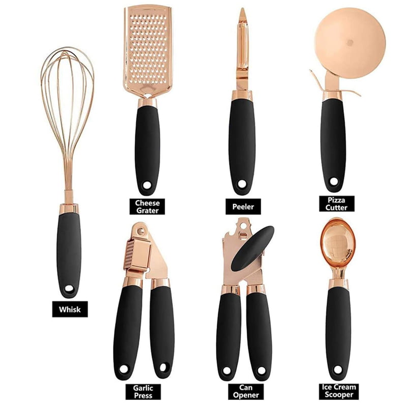 suhongstore 7PC Kitchen Gadget Set Rose Gold Garlic Scoop Peeler Cheese  Grater Kitchenware Kitchen Accessories Cooking Spoons (Color : H) (Color :  B1)