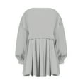thumbnail image 3 of Womens Oversized Sweatshirt Dress Long Flowy Patchwork Pullover Tops Cute Drop Shoulder Sweatshirts Fall Long Sleeve Mini Dress Teen Girls Crewneck Solid Tunic Pleated Loose Clothing Beig, 3 of 5