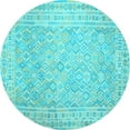 thumbnail image 1 of Ahgly Company Indoor Round Southwestern Light Blue Country Area Rugs, 5' Round, 1 of 4