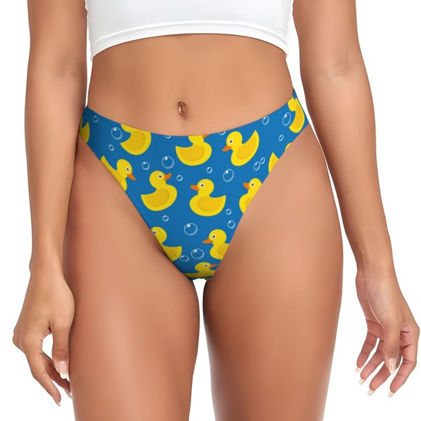 Balery Rubber Duck Tangas de Algodón para Mujer con Estampado – Ropa Interior Sexy, Transpirable, G-string-Large