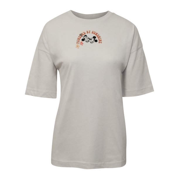 Disney - Camiseta Sunshine Power de Mickey & Minnie Mouse para Mujer (Blanco Retro)