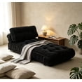 thumbnail image 3 of UHOMEPRO Convertible Sleeper Chair, Folding Sofa Bed with Headrest, Lumbar Pillow, High-Density Foam, Portable Floor Sofa for Living Room Bedroom, Black, 3 of 6