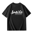 thumbnail image 4 of Big Kid Children Kids Girls Letter Printed Short Sleeve T Shirts Kids Oversized Tops Casual Crewneck Basic Tees Youth Girls Athletic Shirts Drafter Shirt Big Clothes Size 16 Long 11-12 Years Black, 4 of 6