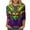 Multicolor#549, variant on YOIAVAIOY Women Funny Mardi Gras Shirts 3/4 Sleeve Crew Neck Carnival Print Top Happy Holiday Trendy Outfits Multicolor XL