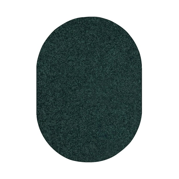 Ambiant Pet Friendly Solid Color Area Rugs Forest Green 6'x9' Oval