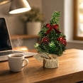 thumbnail image 4 of Mini Tabletop Christmas Tree, Artificial Christmas Trees with Pinecones Red Berries Xmas Tree for Home Office Fireplace Christmas Ornaments, 4 of 6
