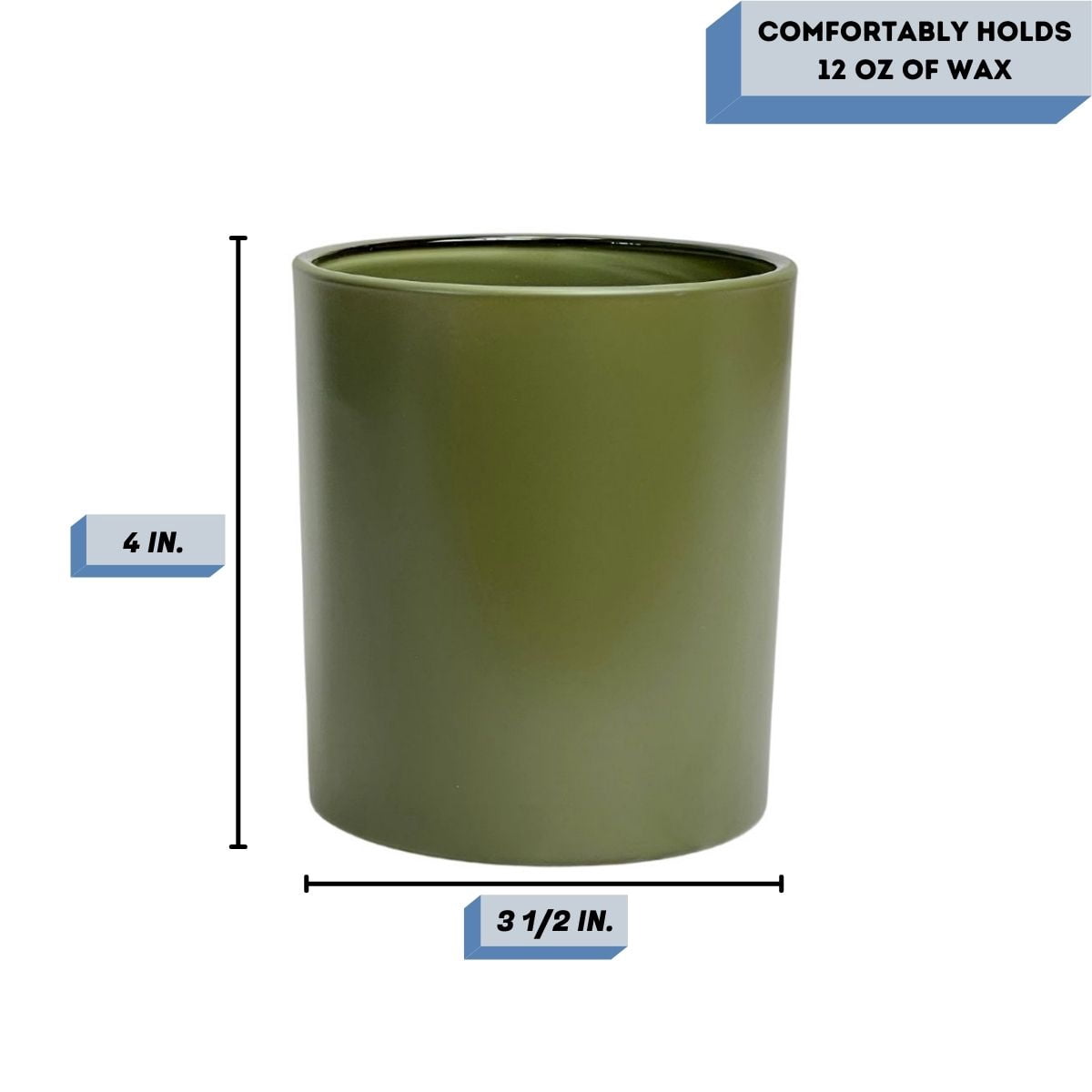 14 oz. Havana Matte Olive Empty Candle making Jar candle vessels for DIY candle-making projects (Box of 12) FREE SHIPPING