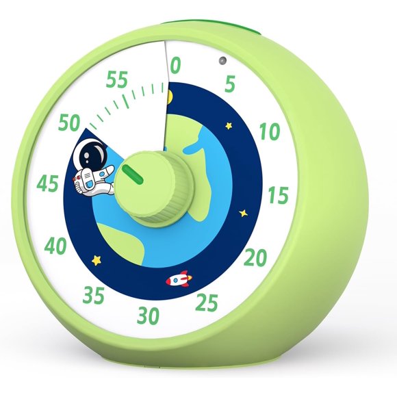 shiyou-Visual Timer for Kids, 60-Minute Countdown Timer for Classroom, Desk Timer Kid Time Management Tools with Silent Operation, Pomodoro Timer Planet Rocket Pattern