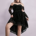thumbnail image 7 of qolati Plus Size Gothic Dresses for Women 2023 Lace Backless Off Shoulder High Waist A-Line Dress Vintage High Low Hem Ruched Swing Cocktail Party Gowns, 7 of 7