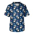 thumbnail image 1 of Men's Printing Short Sleeve V-neck Working Blouse Chest Pocket Carer Top 4XL, 1 of 3