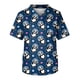 thumbnail image 1 of Men's Printing Short Sleeve V-neck Working Blouse Chest Pocket Carer TopL, 1 of 3