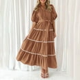 thumbnail image 2 of Lindreshi Summer Dresses for Women 2024 Women's Summer Shirt Dress Short Puffy Sleeve Tiered Ruffle Flowy Long Maxi Dresses, 2 of 9