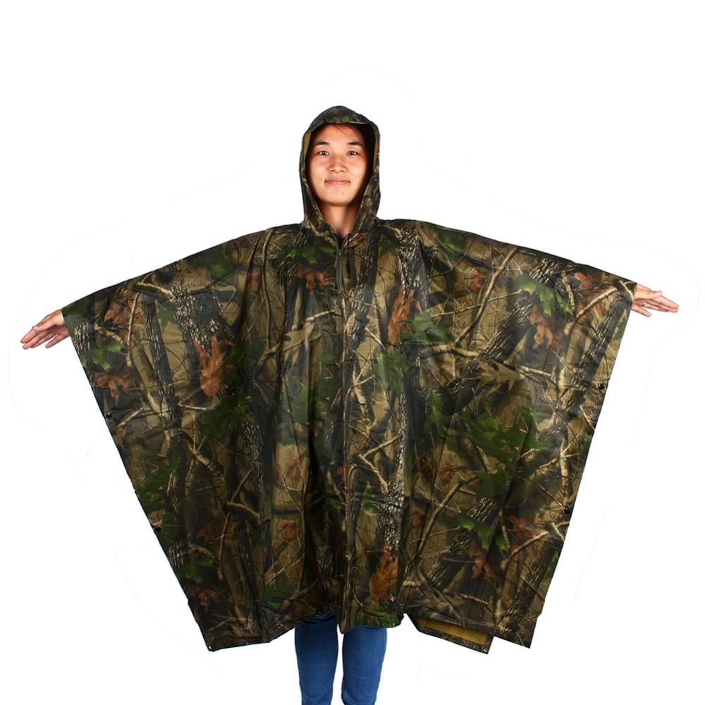 Camo Waterproof Hooded Ripstop Army Style Rain Shelter Fishing Festival Poncho 