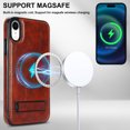 thumbnail image 6 of for iPhone XR PU Leather Back Case, Built-in Invisible Stand [Compatible with Magsafe] Protective Slim Kickstand Anti-fall Phone Cover Compatible with iPhone XR, Brown, 6 of 8