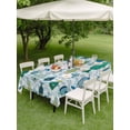 thumbnail image 4 of Outdoor Tablecloth with Umbrella Hole for Patio/Picnic/Party/Camping, Blue Fishes Waterproof Table Cloth Rectangle Table Cover Washable, Cartoon Coastal Ocean Fish Striped Wooden (60"x 84"), 4 of 8
