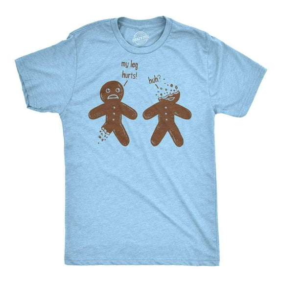 Mens My Leg Hurts Huh T Shirt Funny Gingerbread Christmas Cookie Holiday Tee Graphic Tees