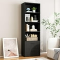 thumbnail image 2 of 74" Tall Bookcase, Freestanding Bookshelf w/ 4 Open Shelves & 2 Drawers, Modern Display Shelf with Anti-Toppling Device, Wooden Book Shelf for Bedroom, Study, Living Room, Office (Black, 74''H), 2 of 18