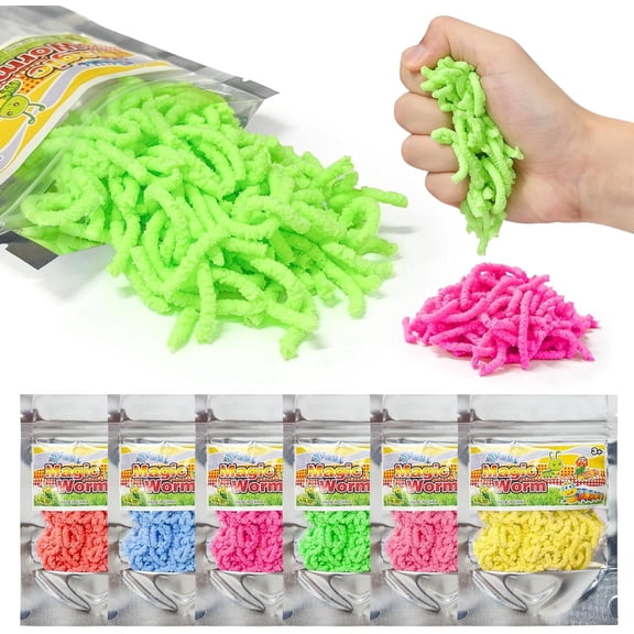 Colorful Sensory Fidget Worm Stretch Toys, Magic Worm Sticky Toy for Relieving Stress or Anxiety for Party Favors Stretchy Strings Toy & Stocking Stuffers