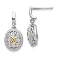 thumbnail image 1 of 925 Sterling Silver 14k Diamond Post Dangle Earrings Drop, 1 of 7