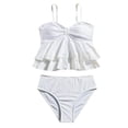 thumbnail image 2 of Zecgelong Girls Two Piece Swimsuit With Ruffle Trim Floral Print Tankini And High Waist Bikini Bottom For Teen Youth White Size 10-11 Years, 2 of 6