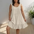 thumbnail image 4 of yillto Womens Plus Size Dress Sleeveless Loose Flowy Pleated Short Dresses Beach Vacation Clothes, 4 of 7