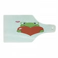 thumbnail image 1 of Love Cutting Board, Cartoon Frog Holding Giant Heart Adoration Theme Funny Character, Decorative Tempered Glass Cutting and Serving Board, Wine Bottle Shape, Lime Green Vermilion, by Ambesonne, 1 of 1