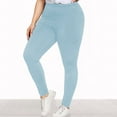 thumbnail image 2 of Plus Size Women's Yoga Pants - High Waist Hip Lifting Workout Leggings (XL-5XL, 18 Colors) | Yubnlvae (Light blue | 3XL), 2 of 6