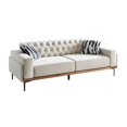 thumbnail image 1 of 84.6"Accent Sofa, Modern Velvet Sofa Couch with 2 Pillows, Extra Long Couch with Square Arm, Comfy 3 Seater Sofas with Metal Legs, for Living Room, Bedroom, Guestroom, Beige, 1 of 7