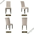 thumbnail image 4 of Upholstered Button Dining Chairs Set of 2, Tufted High Back Padded Dining Chairs w/Wood Legs, Classic Fabric Beige Linen Dining Side Chair, for Home/Kitchen/Living Room/Party, Beige, S12494, 4 of 7