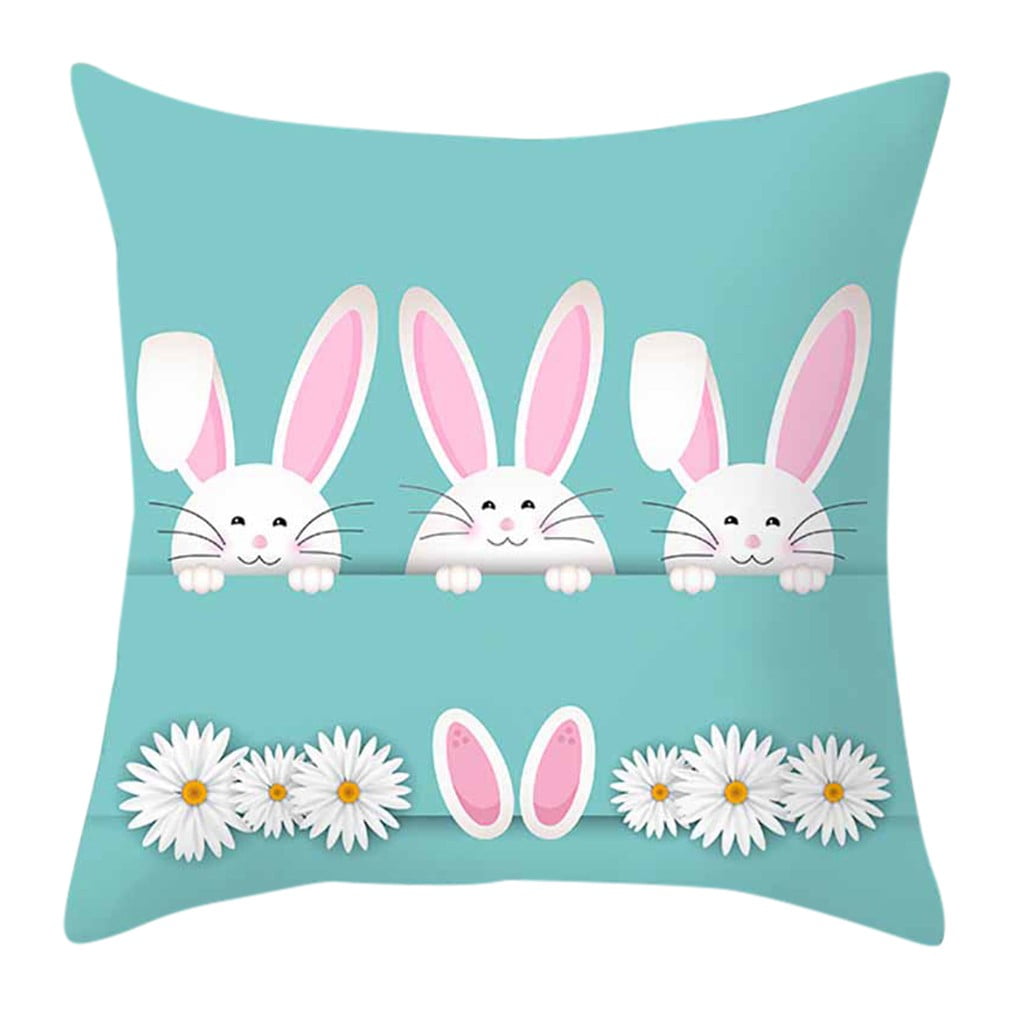Easter Rabbit Print Pillow Case Polyester Sofa Car Cushion Cover Home Decor 