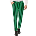 thumbnail image 2 of XIAOCHA Men's Striped Slim Fit Dress Pants Straight Leg Button Fly Trousers Retro Stylish Business Casual Bottoms, 2 of 3