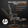 thumbnail image 3 of Huracan Gaming Chair with Footrest,Computer Office Chair with Massage Lumbar Support & Headrest, High Back Vintage Game Chair for Adults, Gray, 3 of 8
