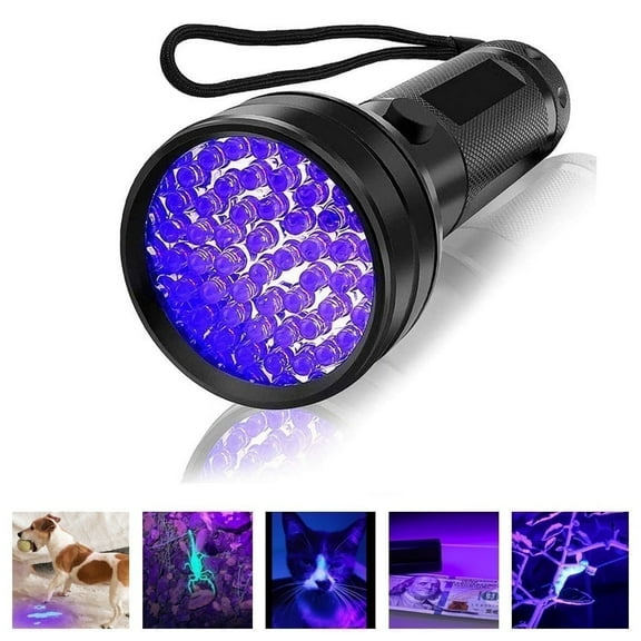 51LED UV Flashlight 395nm - Pet Urine Detector, Blacklight for Stains, Bugs & Scorpions - High Brightness, Battery Not Included
