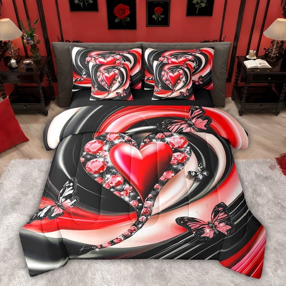 Castle Fairy Flying Butterflies Twin Bedding Sets,Love Heart Bedding Comforter Set