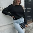 thumbnail image 3 of Suéter De Punto Manga Larga Un Hombro Cuello Redondo Color Puro Suéter Casual Para Mujer Negro L, 3 of 7