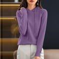 thumbnail image 2 of Womens Sweater Hoodies Soft Cotton Knitted Tops Plain Pullover Drawstring Hooded Sweatshirts Long Sleeve Clothes (M, Purple), 2 of 7
