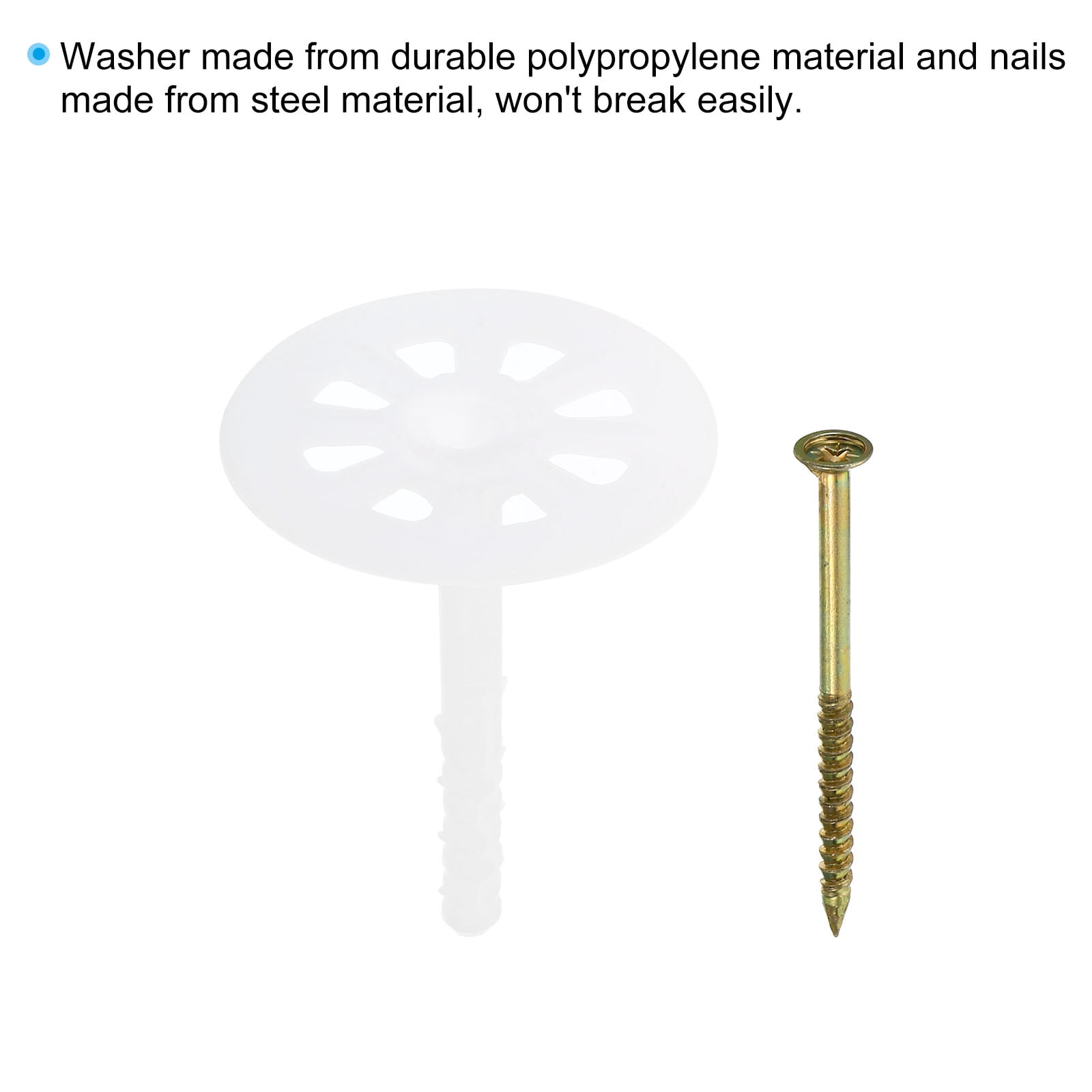 Uxcell 32mm Perforated Insulation Pins Insulating Nails Wall Plug Plastic Expansion Bolt 100 Pack