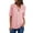 Pink, variant on LEAVINGSUO Womens Plus Size $5 Summer Tops Women's Summer Shirts Zip Casual Tunic V-Neck Rollable Blouse Tops T-Shirt