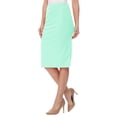 thumbnail image 2 of Women's Casual Elastic Band High Waist Stretch Office Work Solid Midi Skirt, 2 of 6