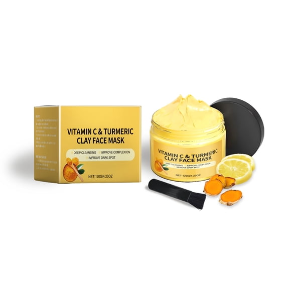 Alvantor Vitamin C Turmeric Clay Face Mask, Brightening Mud Mask for Glowing Skin, Deep Cleansing & Hydrating, 4.23oz