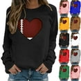 thumbnail image 5 of EQWLJWE Chandail en Molleton Jour de Match Femme Drôle Amour Football Imprimé Graphique Surdimensionné Chandail en Molleton Manches Longues Col Rond Chandail Femme Bonjour Automne Chandail en Molleton Tops d'Entraînement pour Femmes, 5 of 5