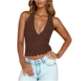 thumbnail image 2 of Babysbule Women's Halter V Neck Lace Tank Top Sleeveless Cropped Scalloped Hem Casual Summer Fashion Blouse for Dating Party Daily Wear, 2 of 8
