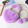 thumbnail image 5 of Heart Shaped Tote Bag Featuring Detachable Chain Strap For Casual Crossbody And Shoulder Carry Cute Fuzzy Soft Purse, 5 of 6