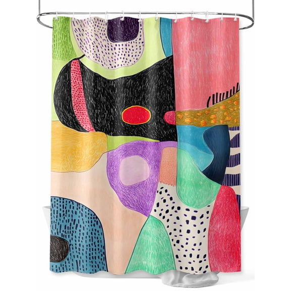 Abstract Paint Shower Curtain Set ,Waterproof Fabric Shower Curtains Minimalist Color Block Impressionist Style Shower Curtains for Bathroom,Bathroom Decor 36"x72"