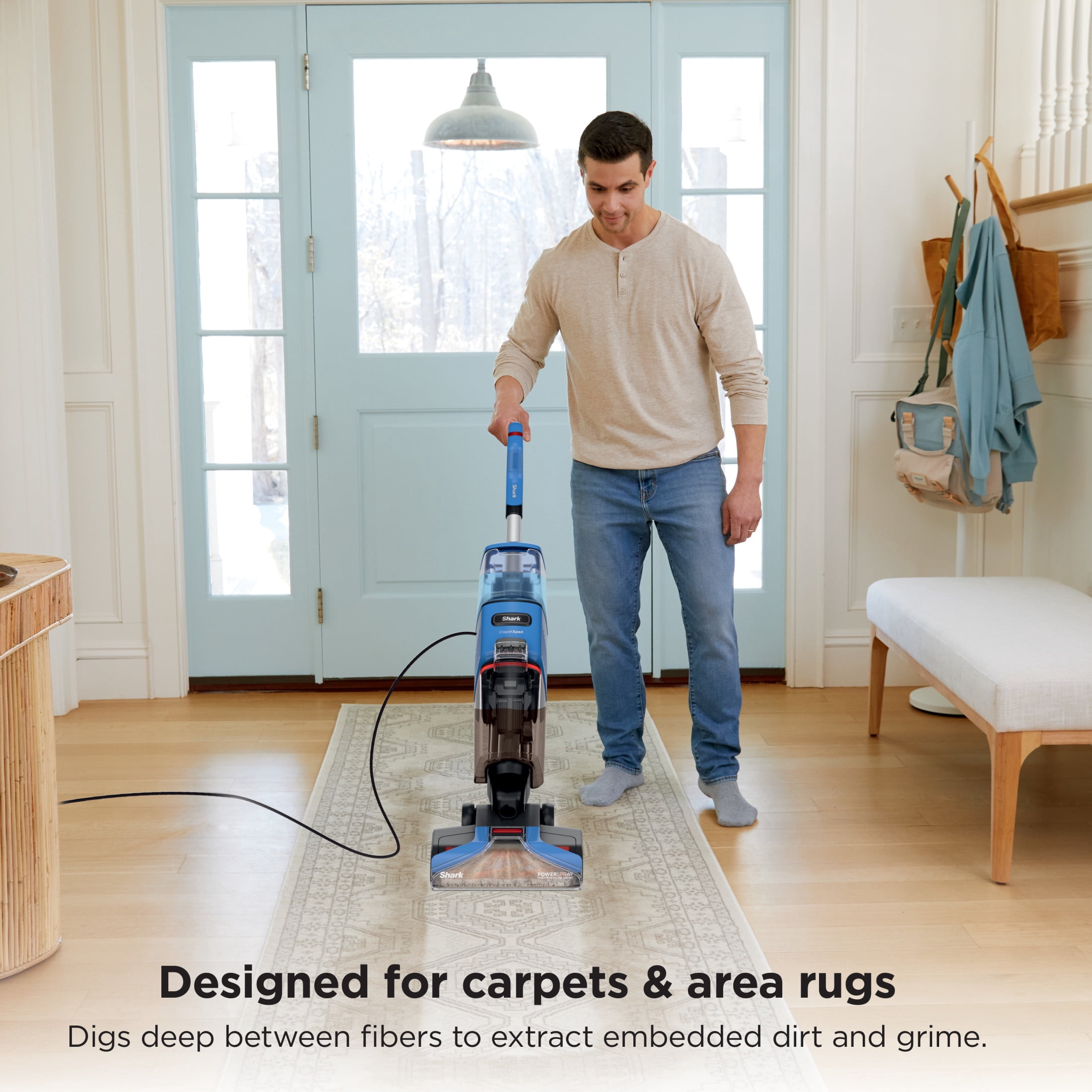 Shark CarpetXpert Upright Carpet & Area Rug Cleaner, Pet Friendly, Lightweight & Powerful, Dirt & Odor Removal, Carpet Shampooer, Cleaning Solution, EX120 Blue