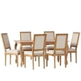 thumbnail image 2 of Noble House Fescue Fabric Upholstered Wood Expandable 7 Piece Dining Set, Natural Brown and Beige, 2 of 17