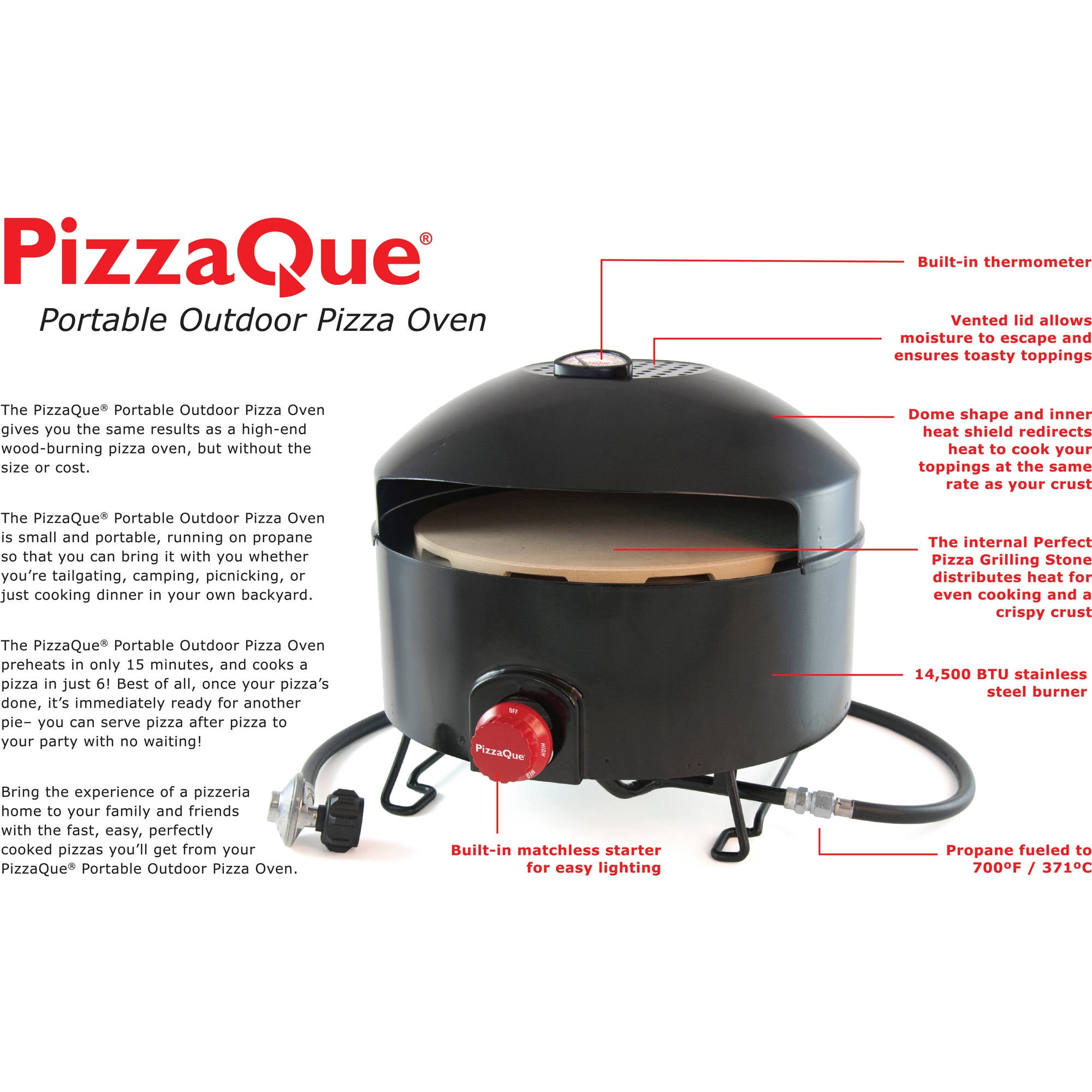 Pizzacraft PizzaQue Outdoor Pizza Oven Portable Propane Gas Outdoor