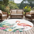 thumbnail image 4 of Pink Flamingo Round Area Rug 7Ft Washable Circle Rugs for Dorm Laundry Room, Watercolor Summer Botanical Floral Non-Slip Carpet Floor Mats Indoor Outdoor Carpet Runner Aesthetic Home Decor, 4 of 8