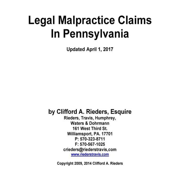 Legal Malpractice Claiin Pennsylvania