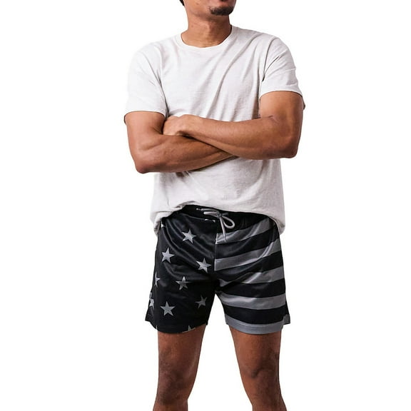 Dark-Toned American Flag Men's Active Mesh Shorts - Medium